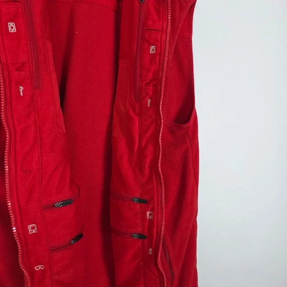 ScotteVest Fleece Vest Mens XL Full Zip Red Pockets Lightweight Travel - Picture 7 of 8